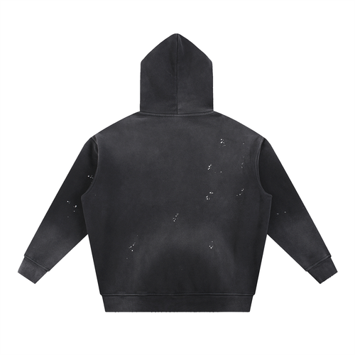Vintage Washed Frayed Fleece Hoodie